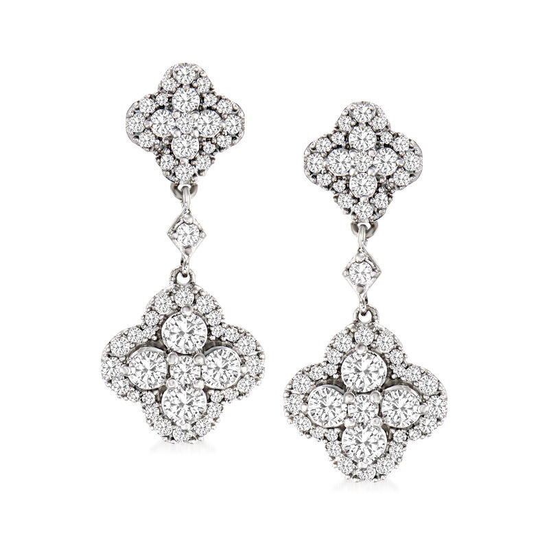 1.50 ct. t.w. Diamond Clover-Shaped Drop Earrings in Sterling Silver image number 0
