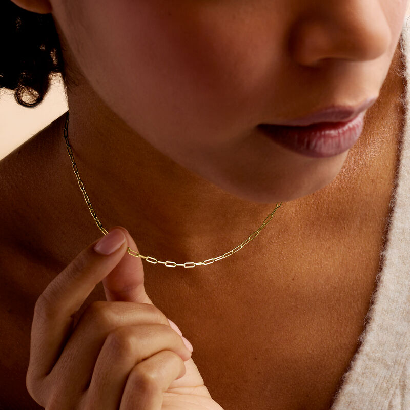 2.1mm 14kt Yellow Gold Paper Clip Link Necklace image number 3
