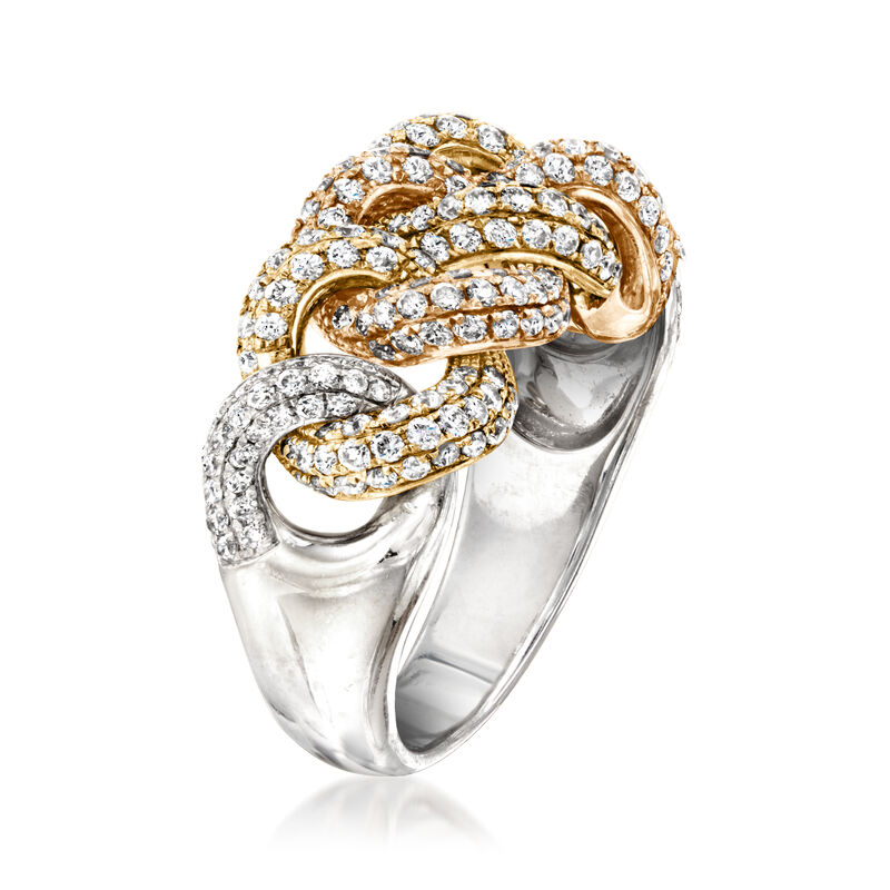 C. 1990 Vintage 2.15 ct. t.w. Diamond Link Ring in 18kt Two-Tone Gold. Size 6 image number 2