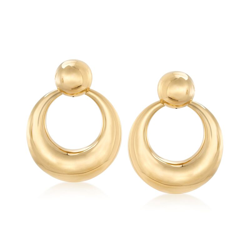 Italian 14kt Yellow Gold Puffed Doorknocker Earrings image number 0