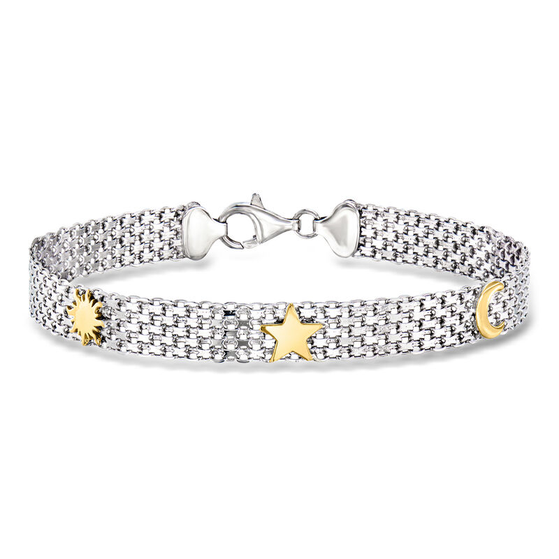 Sterling Silver and 18kt Gold Over Sterling Celestial Bismark-Chain Bracelet image number 0