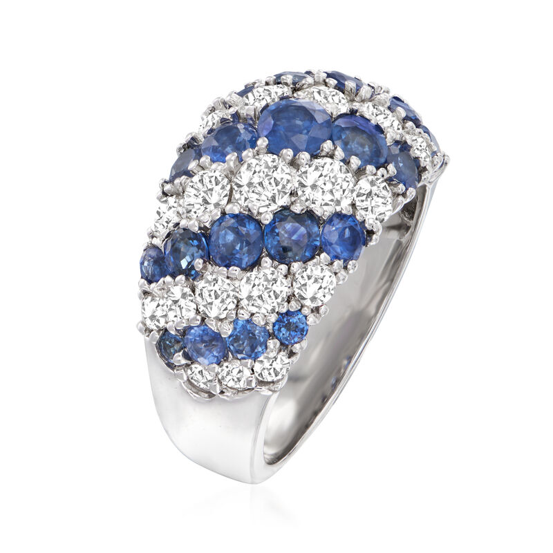 2.46 ct. t.w. Sapphire and 1.86 ct. t.w. Diamond Cluster Ring in 14kt White Gold image number 2