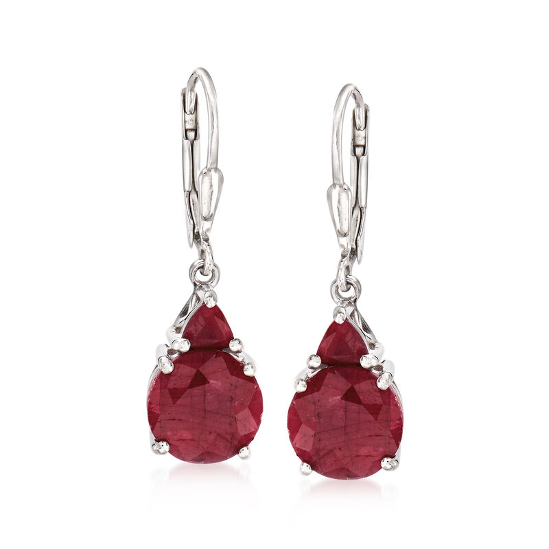 6.50 ct. t.w. Ruby Drop Earrings in Sterling Silver image number 0