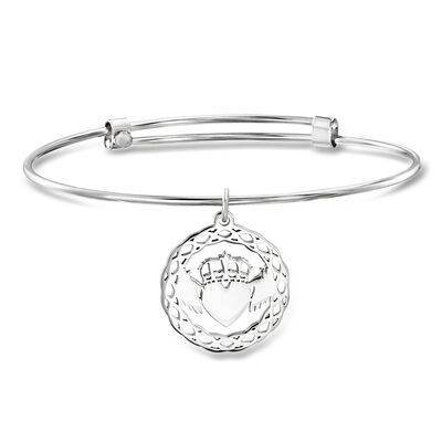 Sterling Silver Claddagh Bangle Bracelet