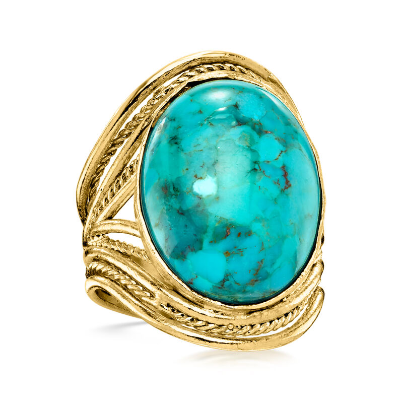 Turquoise Ring in 18kt Gold Over Sterling image number 3