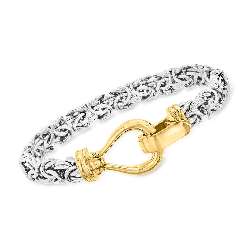 Two-Tone Sterling Silver Byzantine Bracelet image number 0