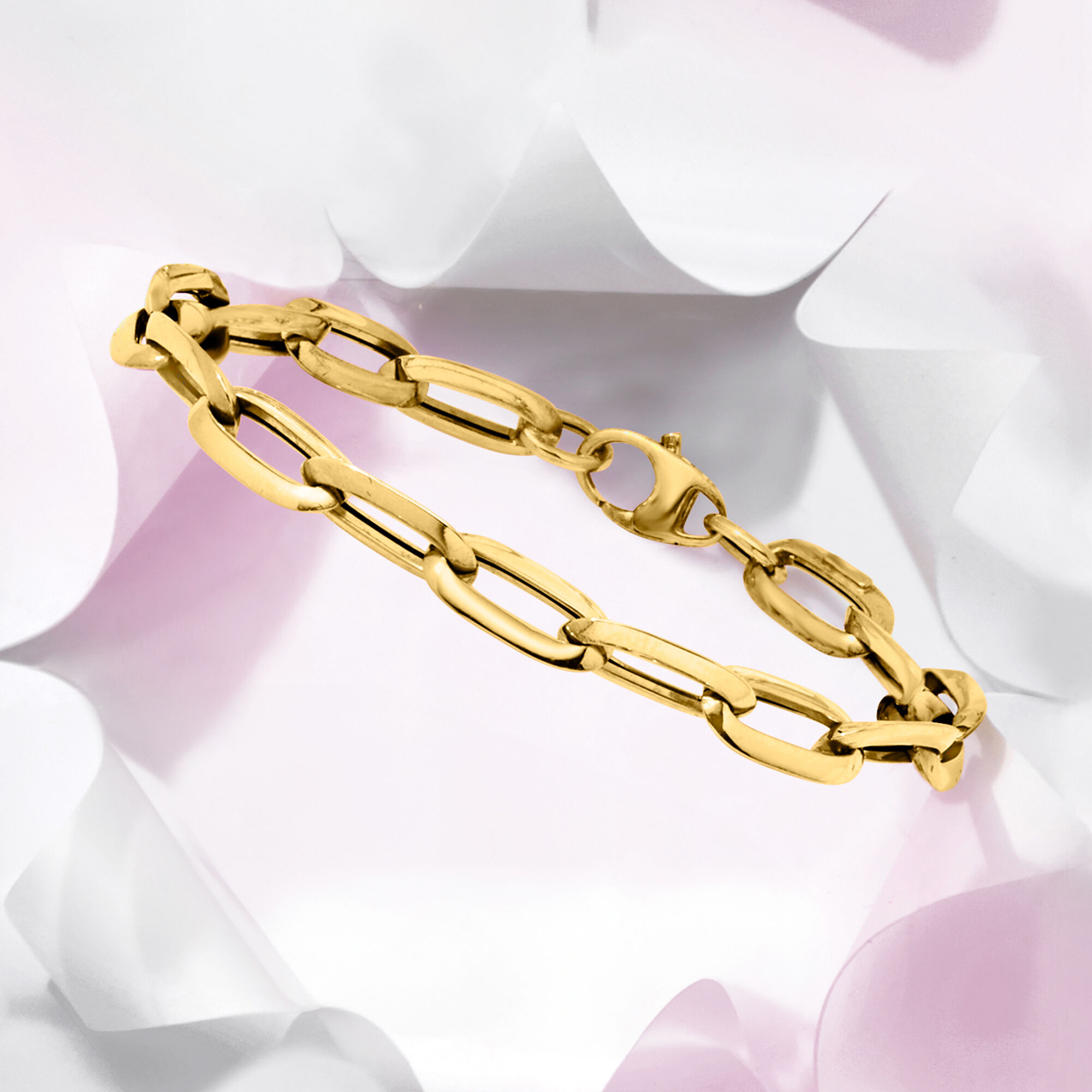 Italian 14kt Yellow Gold Paper Clip Link Bracelet | Ross Simons
