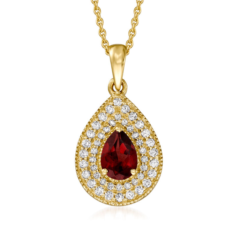 .70 Carat Garnet and .60 ct. t.w. White Topaz Pendant Necklace in 18kt Gold Over Sterling. 18&quot; image number 1