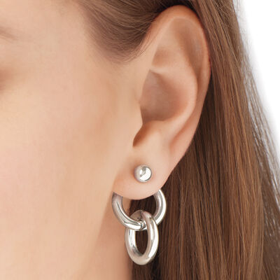 Italian Sterling Silver Interlocking-Circle Front-Back Earrings