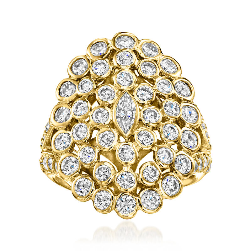 C. 1990 Vintage 3.00 ct. t.w. Diamond Cluster Ring in 18kt Yellow Gold. Size 6 image number 0