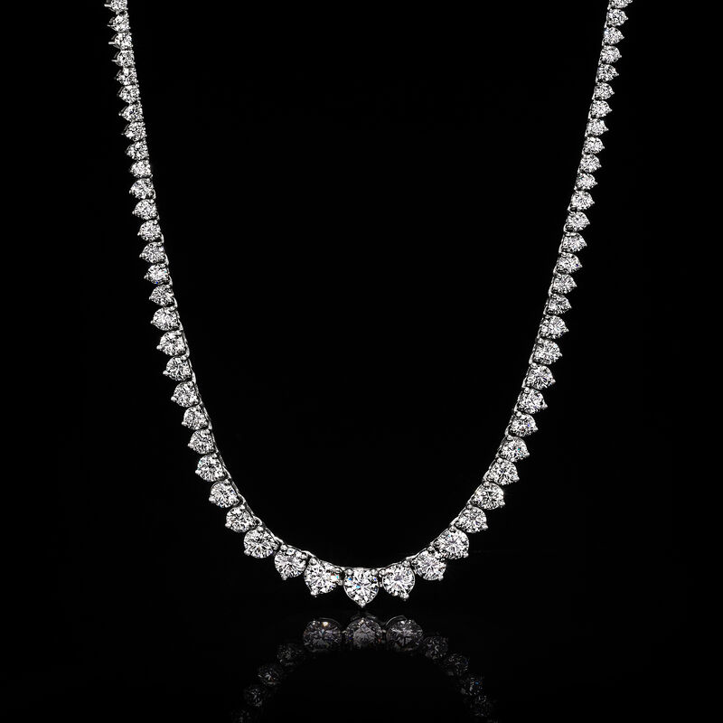 7.00 ct. t.w. Graduated Lab-Grown Diamond Tennis Necklace in 14kt White Gold image number 2