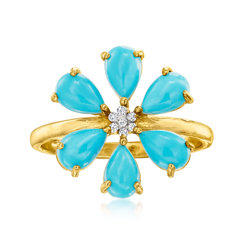 Turquoise Flower Ring in 18kt Gold Over Sterling image number 0