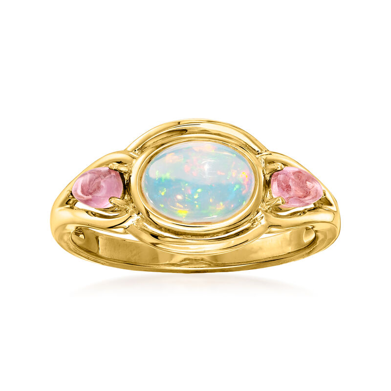 Ethiopian Opal and .40 ct. t.w. Pink Tourmaline Ring in 18kt Gold Over Sterling image number 0
