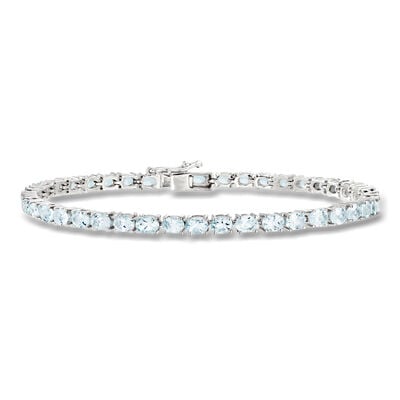 7.00 ct. t.w. Aquamarine Tennis Bracelet in Sterling Silver