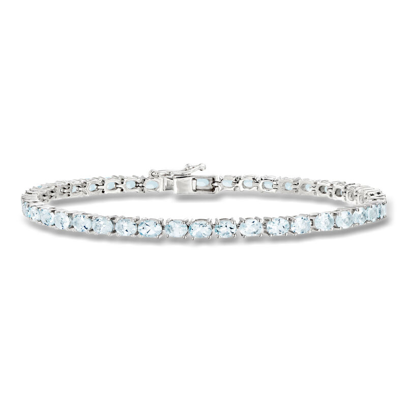 7.00 ct. t.w. Aquamarine Tennis Bracelet in Sterling Silver image number 0