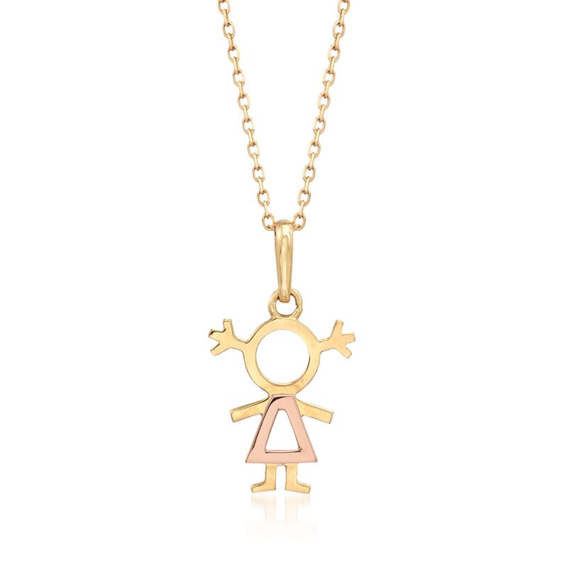 18kt Two-Tone Gold Girl Pendant Necklace image number 0