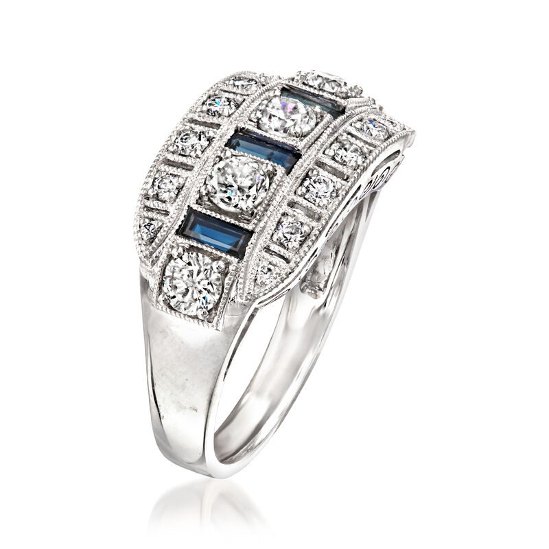 C. 2000 Vintage 1.11 ct. t.w. Diamond and .57 ct. t.w. Sapphire Ring in Platinum. Size 6.5 image number 2