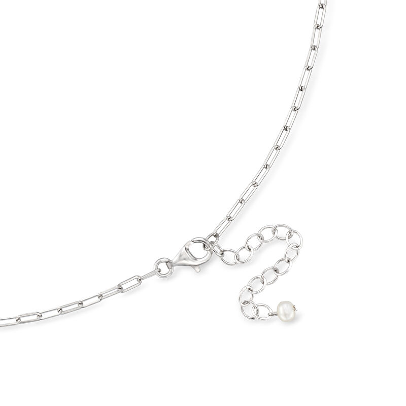 4-7mm Cultured Pearl and Paper Clip Necklace in Sterling Silver. 18&quot; image number 2