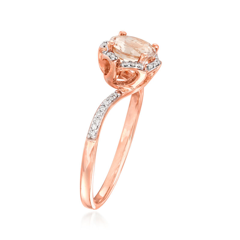 1.10 Carat Morganite and .10 ct. t.w. Diamond Ring in 14kt Rose Gold image number 2