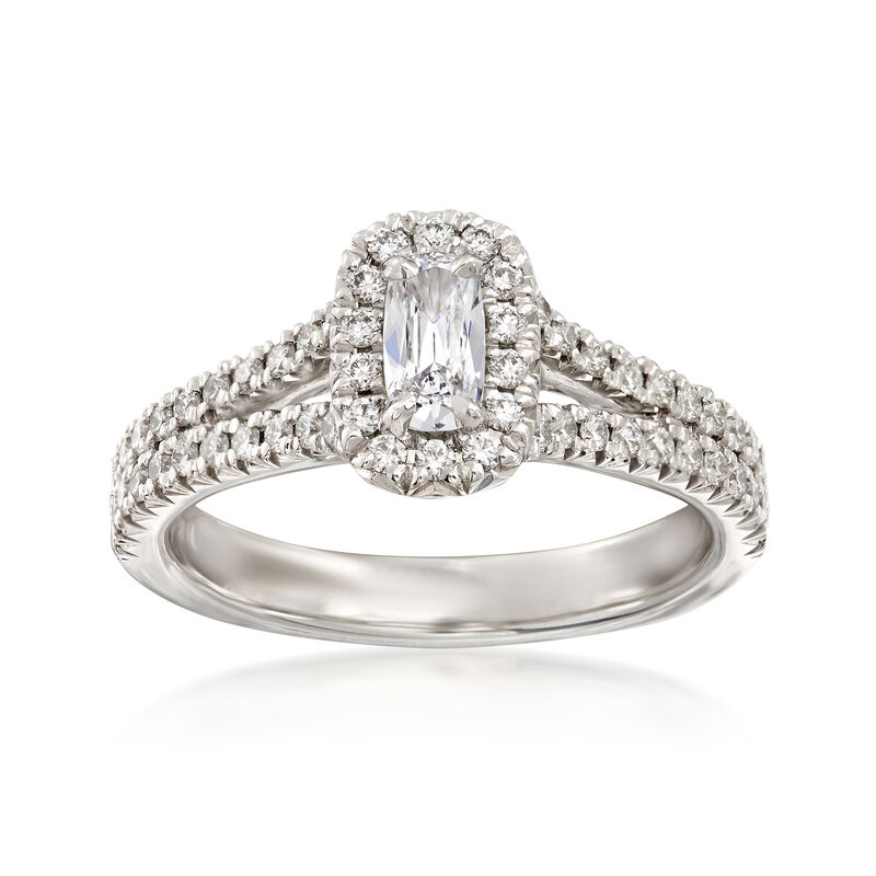 Henri Daussi .70 ct. t.w. Diamond Halo Engagement Ring in 18kt White Gold   image number 0