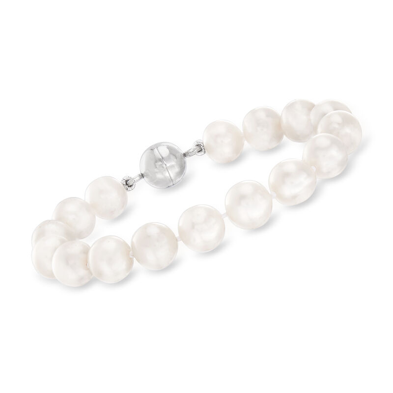 9-10mm Cultured Pearl Bracelet in Sterling Silver with Magnetic Clasp image number 0
