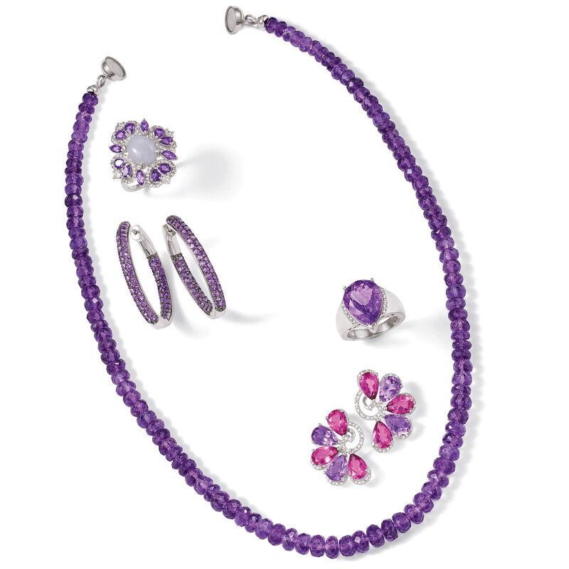 Amethyst Bead Necklace with Sterling Silver image number 2