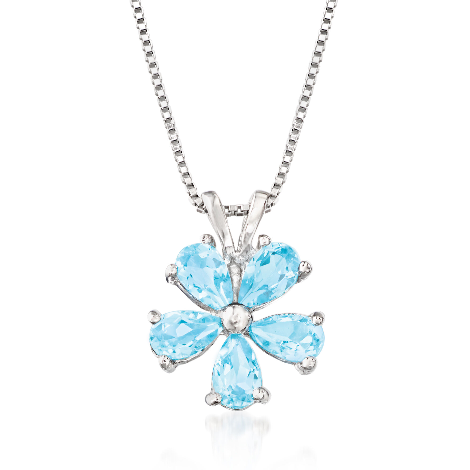 1.25 ct. t.w. Sky Blue Topaz Flower Pendant Necklace in Sterling