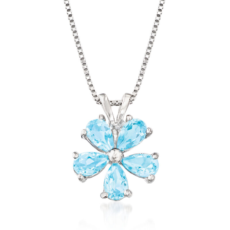 1.25 ct. t.w. Sky Blue Topaz Flower Pendant Necklace in Sterling Silver. 18&quot; image number 1