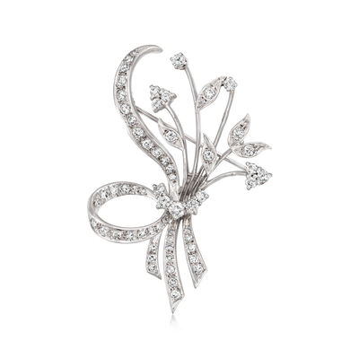 C. 1970 Vintage 1.75 ct. t.w. Diamond Floral Spray Pin in 14kt White Gold