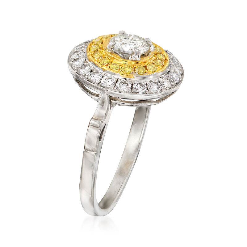 C. 2000 Vintage .83 ct. t.w. Fancy Yellow and White Diamond Circle Ring in 18kt Two-Tone Gold. Size 5 image number 2
