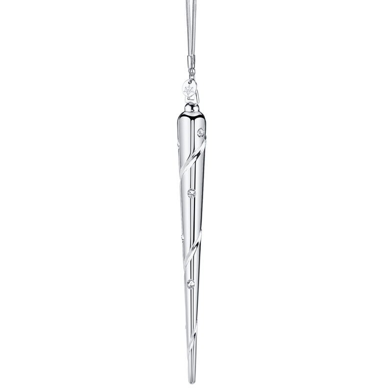 Crystamas Set of 2 Crystal White Rhodium-Plated Icicle Ornaments image number 1