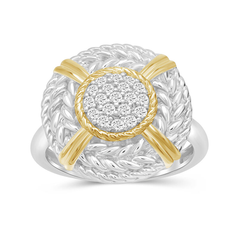 .25 ct. t.w. Diamond Cluster Ring with Roped Frame in Two-Tone Sterling image number 0