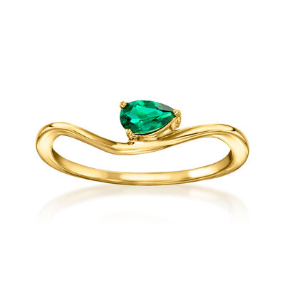 .10 Carat Lab-Grown Emerald Curve Ring in 18kt Gold Vermeil