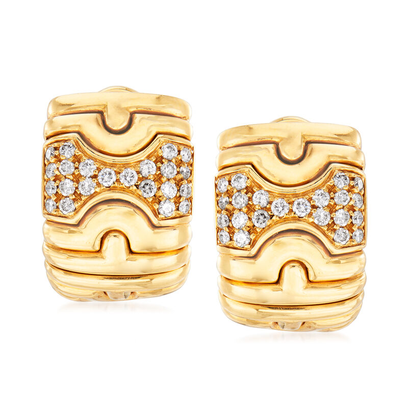 C. 1980 Vintage Bulgari .65 ct. t.w. Diamond Shield Clip-On Earrings in 18kt Yellow Gold image number 0