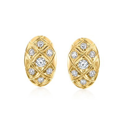 C. 1980 Vintage 1.02 ct. t.w. Diamond Checkerboard Earrings in 18kt Yellow Gold