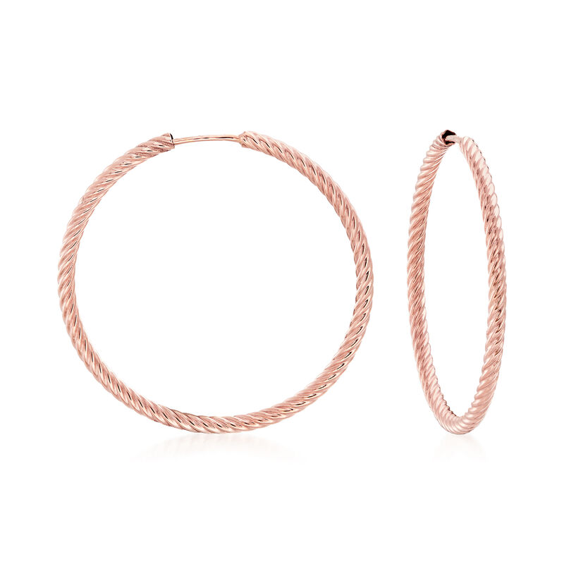 14kt Rose Gold Twisted Hoop Earrings image number 0