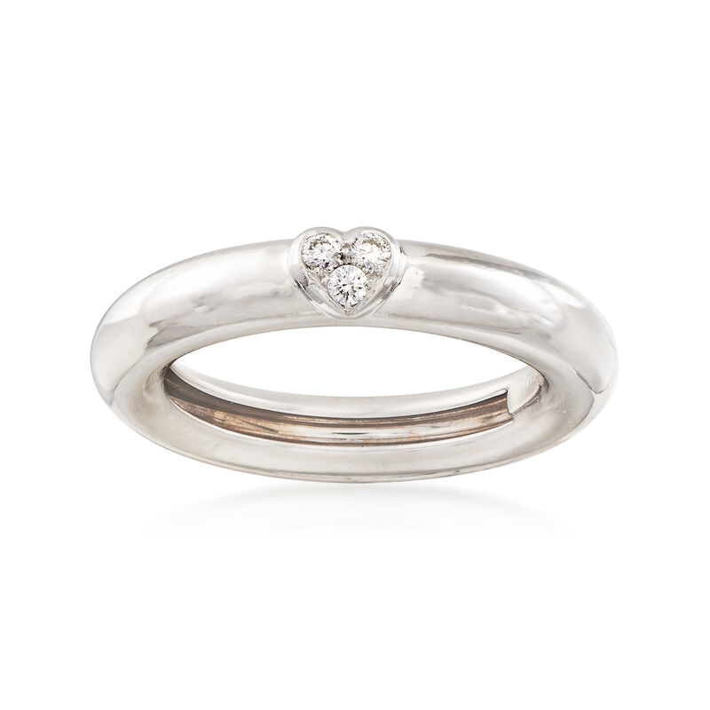 C. 1993 Vintage Tiffany Jewelry Diamond Accented Heart Ring in 18kt White Gold image number 0