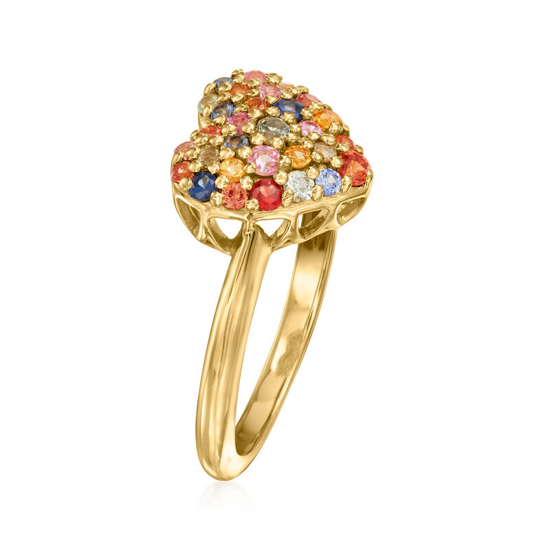 .60 ct. t.w. Multicolored Sapphire Heart Ring in 18kt Gold Over Sterling image number 2