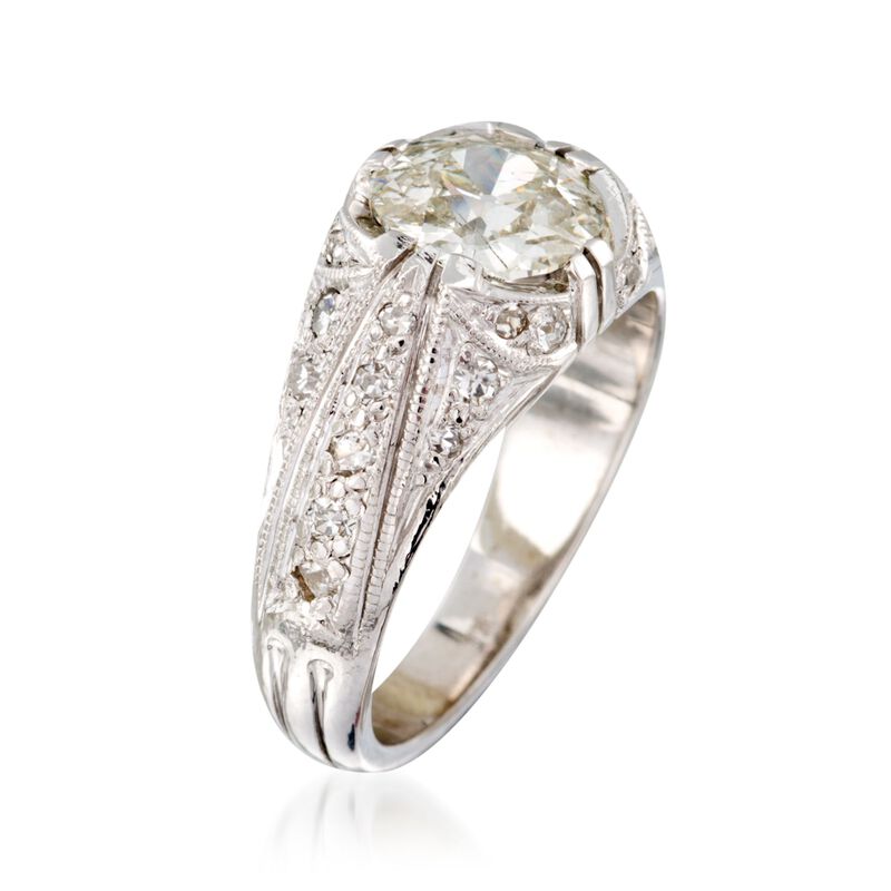 C. 1950 Vintage 1.85 ct. t.w. Diamond Ring in 14kt White Gold image number 2