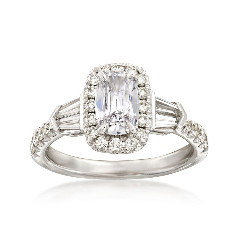 Henri Daussi 1.50 ct. t.w. Diamond Halo Engagement Ring in 18kt White Gold image number 0