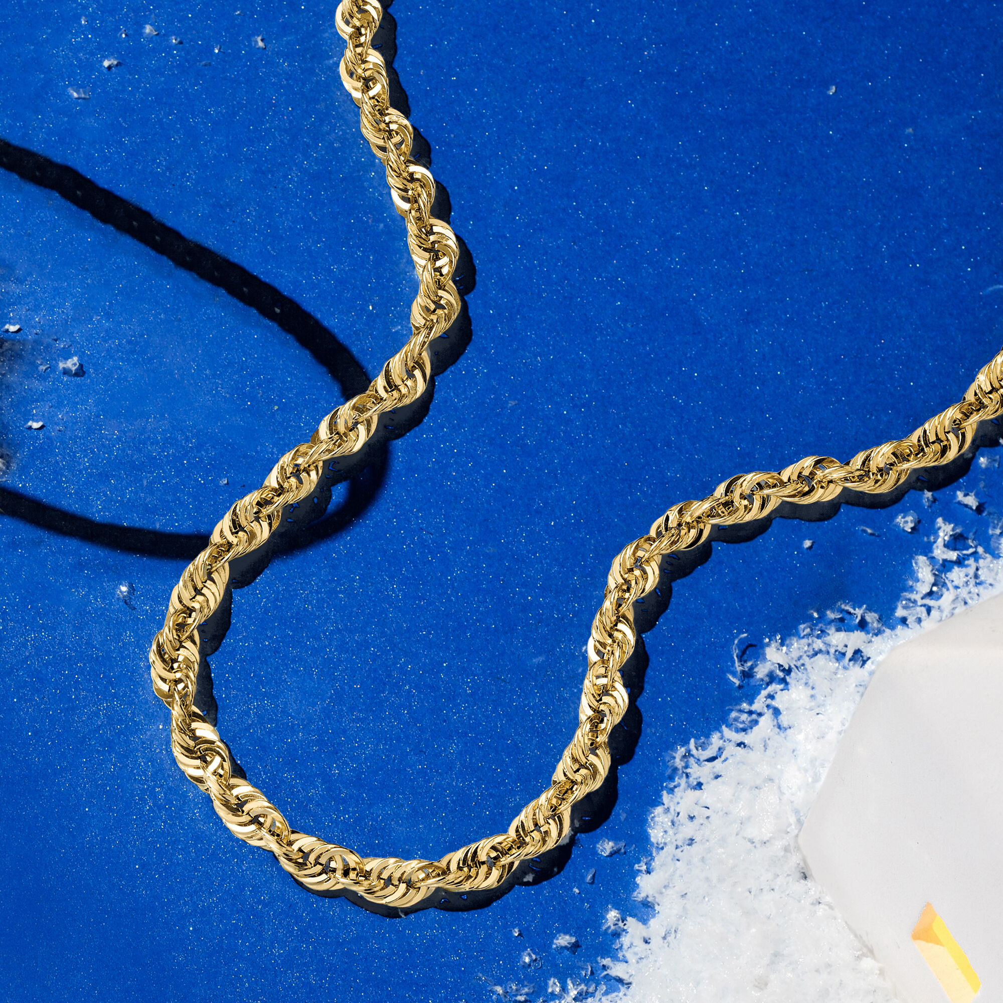 Yellow gold rope chain necklace cheap