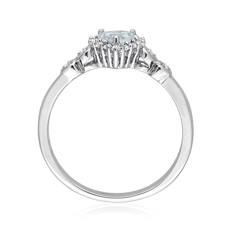 .30 Carat Heart-Shaped Aquamarine and .10 ct. t.w. White Topaz Ring with Diamond Accents in Sterling Silver image number 2
