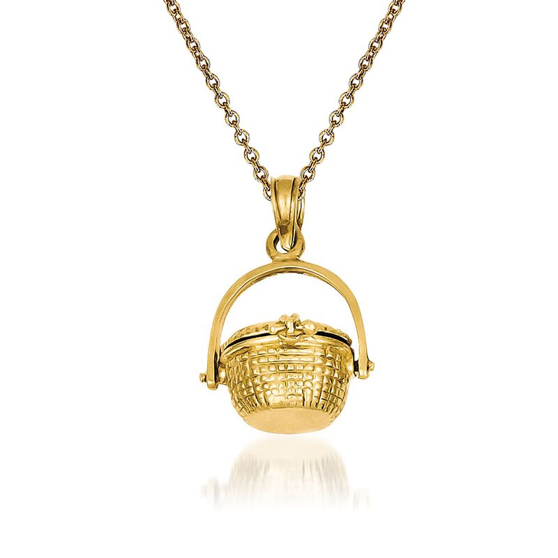 14kt Yellow Gold Nantucket Basket Pendant Necklace image number 0