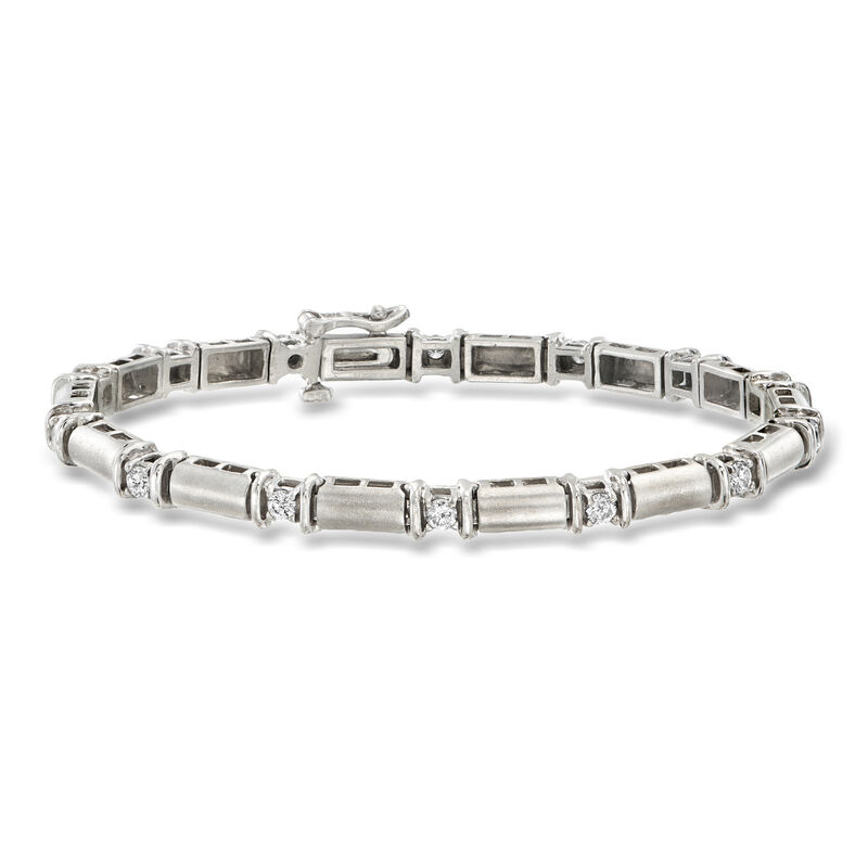 C. 2000 Vintage .85 ct. t.w. Diamond Bracelet in 14kt White Gold. 7" image number 0