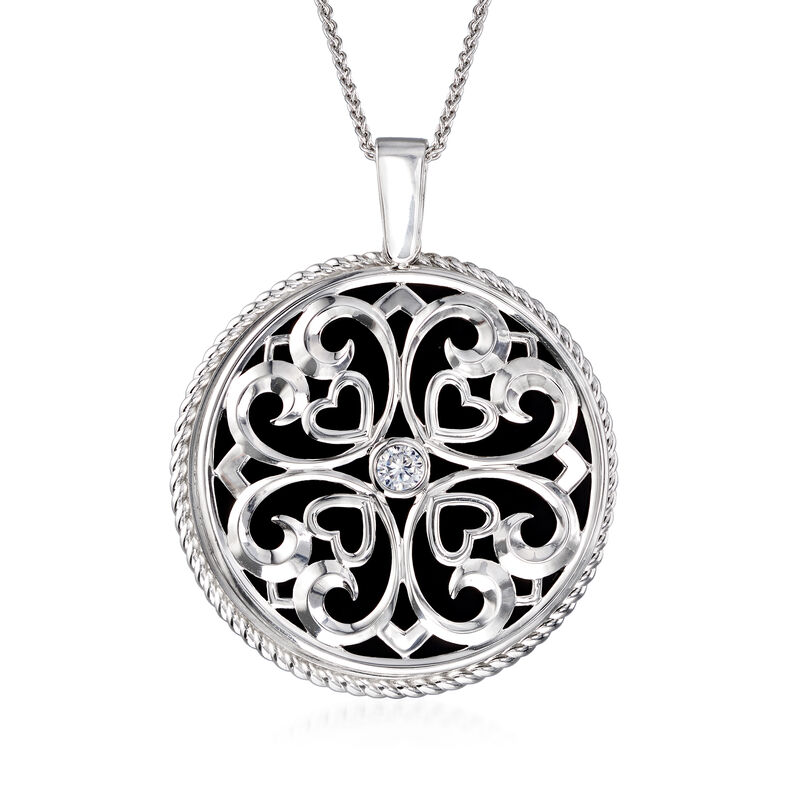 .50 Carat CZ Heart Mirror and Magnifier Adjustable Necklace in Sterling Silver image number 0