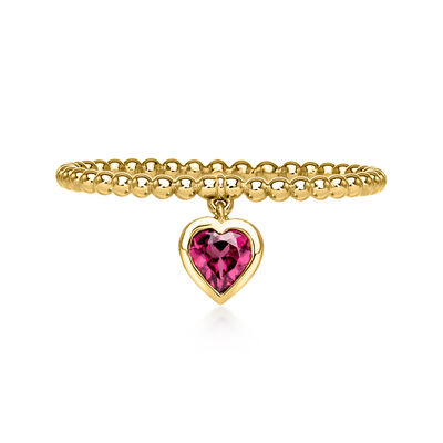 .20 Carat Rhodolite Garnet Heart Charm Ring in 10kt Yellow Gold