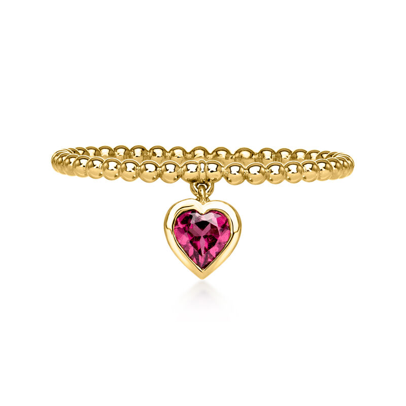 .20 Carat Rhodolite Garnet Heart Charm Ring in 10kt Yellow Gold image number 0