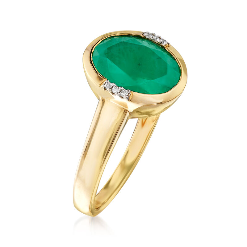 3.00 Carat Emerald Ring with Diamonds in 14kt Yellow Gold image number 2