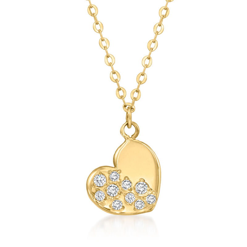 Italian 14kt Yellow Gold Heart Necklace with Swarovski Crystals image number 0