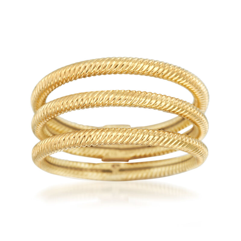 18kt Yellow Gold Jewelry Set: Three Roped Rings image number 4